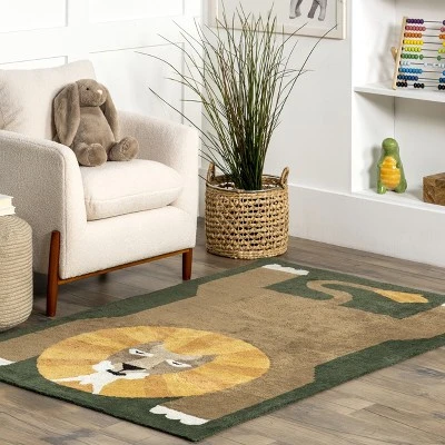 NuLOOM Tamira Colorful Lion Machine Washable Kids Area Rug