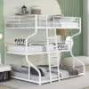 Full XL Over Twin XL Over Queen Size Metal Triple Bunk Bed With Ladder-ModernLuxe