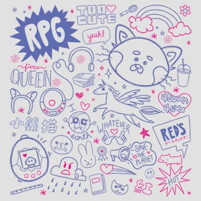 Women's Turning Red Doodle Collage Racerback Tank Top