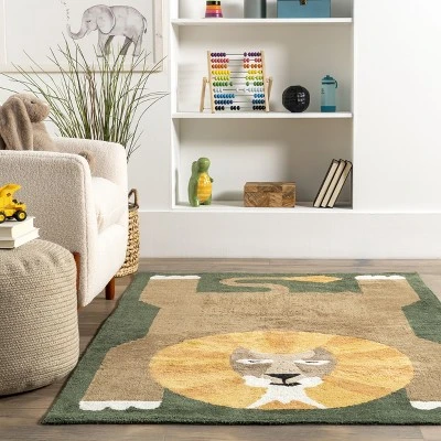 NuLOOM Tamira Colorful Lion Machine Washable Kids Area Rug - Image 7