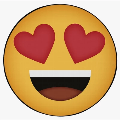 Deerlux Emoji Style Round Funny Smiley Face Kids Area Rug, Heart Eyes Emoji Rug, 36'' X 36'' - Image 2