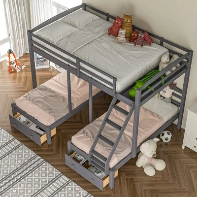 Full Over Twin & Twin Bunk Bed, Gray - ModernLuxe - Image 2
