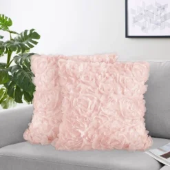 Set Of 2 Rose Decorative Accent Throw Pillows Blush Pink - Sweet Jojo Designs