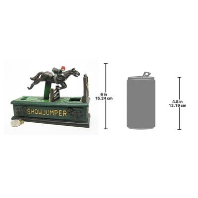 Design Toscano Equestrian Show Jumper Authentic Foundry Cast Iron Mechanical Bank - Image 2