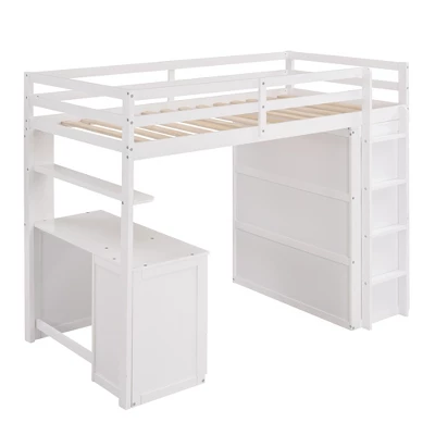 Twin Size Loft Bed With Drawers, Desk And Wardrobe-ModernLuxe - Image 4