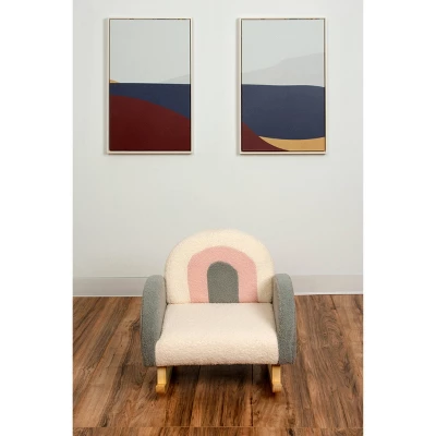 Upholstered Rocking Chair White/Pink/Gray - Gift Mark - Image 2