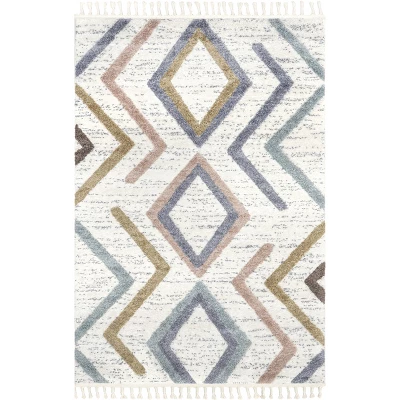 Lillie Abstract Diamond Kids Tassel Area Rug - Image 9