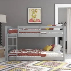 Full Over Full Alaina Floor Wood Bunk Bed - Room & Joy