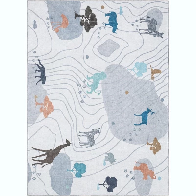 Well Woven Safari Animals Map Playmat Apollo Kids Collection Grey Area Rug - Image 4