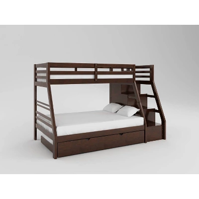HOMES: Inside + Out Twin Over Full Kids' Reece Bunk Bed Dark Walnut - IoHOMES - Image 2