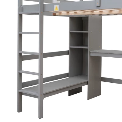 Full Size Loft Bed With Multifunction Shelves And Under-Bed Desk - ModernLuxe - Image 10