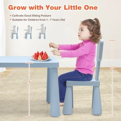 Costway Kids Table & 2 Chairs Set Toddler Activity Play Dining Study Desk Baby Gift - Image 6