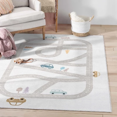 Well Woven Playful Roads Kids Road Traffic Playmat Area Rug