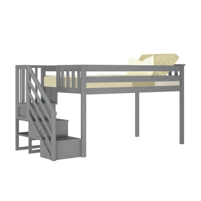 Max & Lily Twin Low Loft Bed With Staircase - Image 7