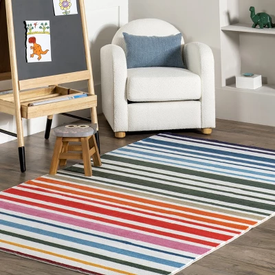 NuLOOM Effie Stripes Kids Machine Washable Area Rug - Image 8
