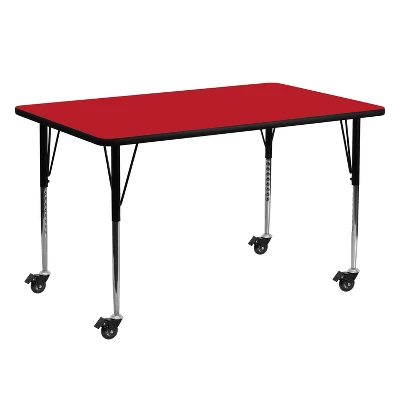 Flash Furniture Mobile 24''W X 60''L Rectangular HP Laminate Activity Table - Standard Height Adjustable Legs - Image 3