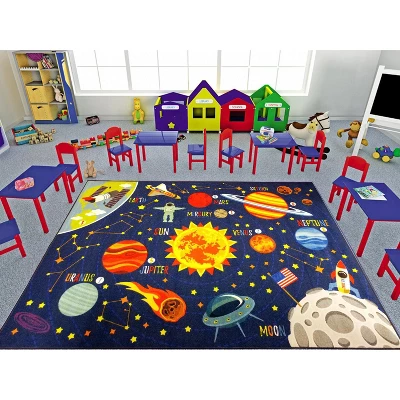 KC CUBS Boy & Girl Kids Outer Space Solar System Planets Educational Learning & Game Play Area Nursery Bedroom Classroom Rug Carpet - Image 3