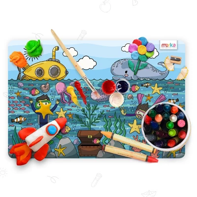 Merka Kids Wipeable Plastic Placemats For Dining Table - Ocean, Space, Jungle, Unicorns For Ages 2 And Up, Set Of 4 - Image 3