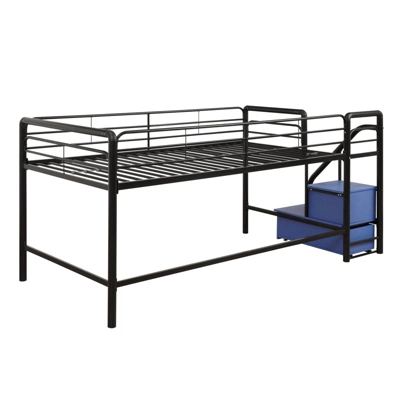 Twin Jamie Junior Loft Bed With Storage Steps Black - Room & Joy - Image 5