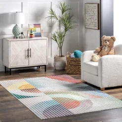 NuLOOM Erikka Abstract Striped Kids Machine Washable Area Rug