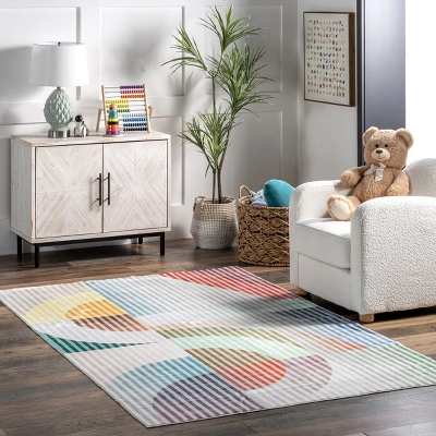 NuLOOM Erikka Abstract Striped Kids Machine Washable Area Rug