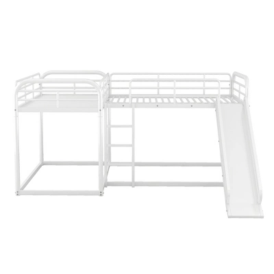 Full And Twin Size L-Shaped Metal Bunk Bed With Slide And Ladder-ModernLuxe - Image 5