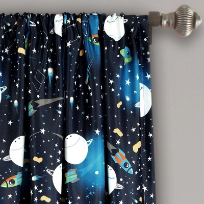 Universe Room Darkening Window Curtain Panels Navy - Lush Décor