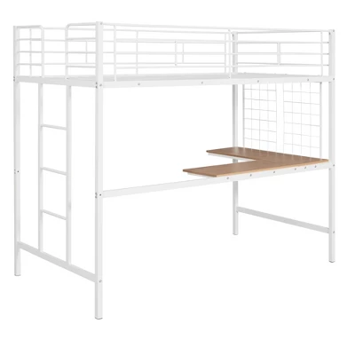 Twin Metal Loft Bed With Desk And Metal Grid - ModernLuxe - Image 7