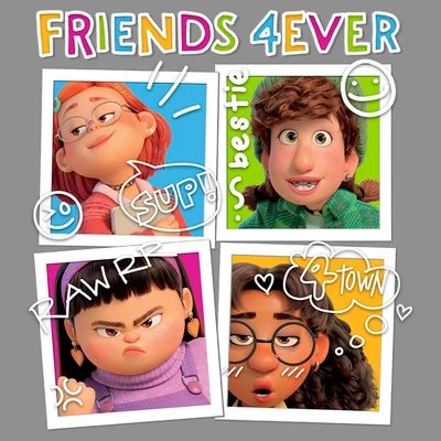 Women's Turning Red Friends 4Eva Polaroids Racerback Tank Top