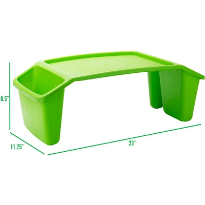 Mind Reader Kids’ Lap Desk, Freestanding Portable Table With Side Pockets, Plastic, Green, 2-Pack - Image 2