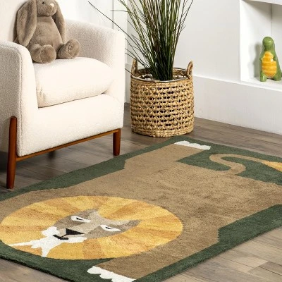 NuLOOM Tamira Colorful Lion Machine Washable Kids Area Rug - Image 8