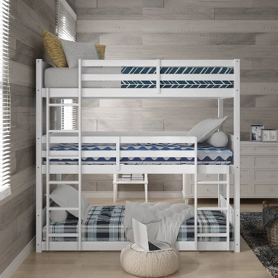 Twin Capri Wood Triple Bunk Bed White - Hillsdale Furniture - Image 8