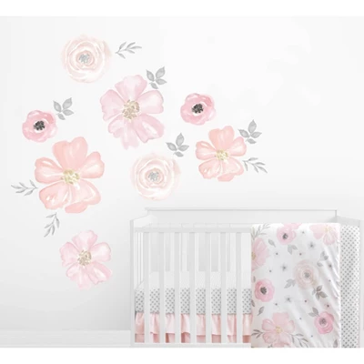 Watercolor Floral LG Wall Stickers Pink - Sweet Jojo Designs