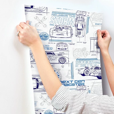 Disney Pixar Cars Schematic Peel And Stick Wallpaper Blue - RoomMates - Image 2