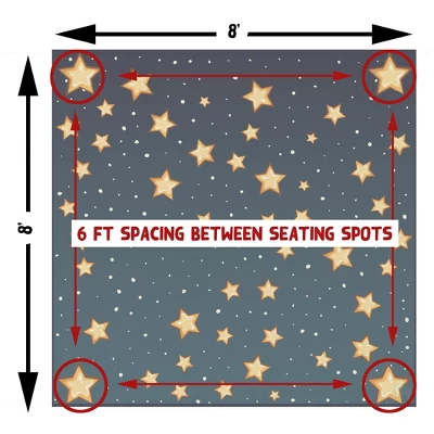 Deerlux 6 Ft. Social Distancing Colorful Kids Classroom Seating Area Rug, Starry Sky Design - Image 6