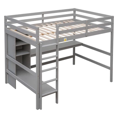 Full Size Loft Bed With Multifunction Shelves And Under-Bed Desk - ModernLuxe - Image 4