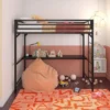 Twin Max Metal Loft Bed With Desk Black - Room & Joy