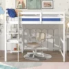 Wooden Loft Bed With Ladder, Desk And Shelves-ModernLuxe