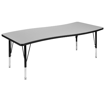 Flash Furniture 26"W X 60"L Rectangle Wave Flexible Collaborative Thermal Laminate Activity Table - Height Adjustable Short Legs - Image 10