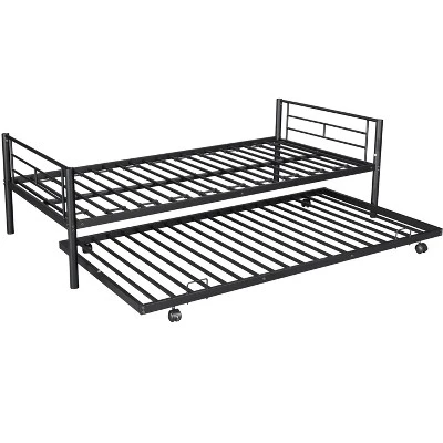 Twin Over Twin Metal Bunk Bed With Trundle Bed And Ladders-ModernLuxe - Image 10