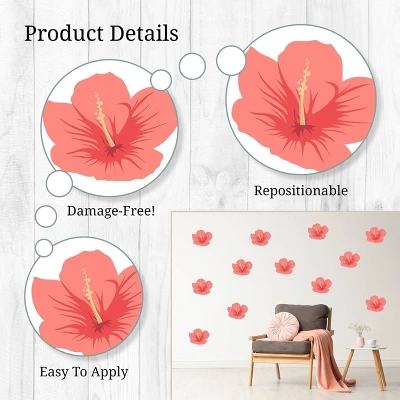 Tropical Flowers (Hibiscus) Wall Decor - Decalcomania - Image 4