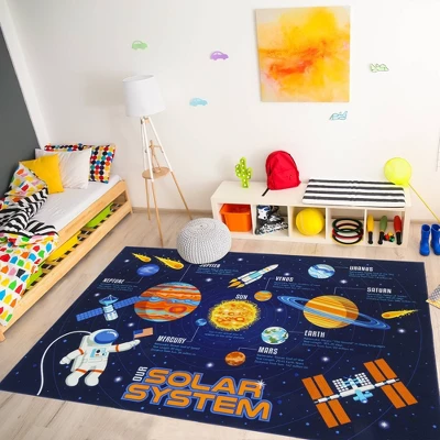 6'6"x9'6" Teach Me Education Solar System Blue - Gertmenian