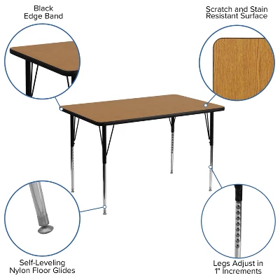 Flash Furniture 30''W X 48''L Rectangular Thermal Laminate Activity Table - Standard Height Adjustable Legs - Image 2