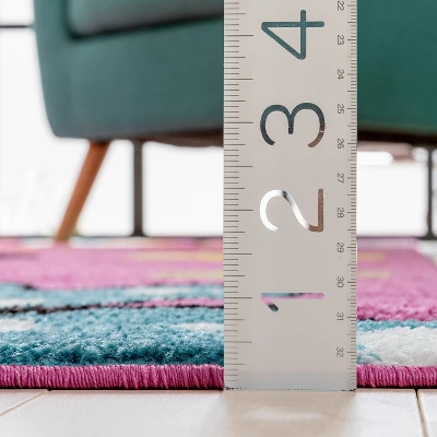 Well Woven Modern Daisy Butterflies Bright Kids Room Carpet Soft Durable Pink Area Rug - Image 5