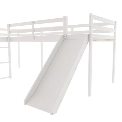 L-Shaped Twin Size Loft Bed With Ladder And Slide - ModernLuxe - Image 7