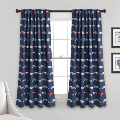 Kids' Race Cars Room Darkening Window Curtain Set Navy/Red - Lush Décor - Image 5