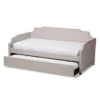 Twin Ally Fabric Upholstered Sofa Daybed With Roll Out Trundle Guest Bed Beige - Baxton Studio