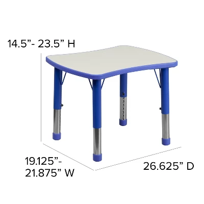 Flash Furniture 21.875"W X 26.625"L Rectangular Plastic Height Adjustable Activity Table - Image 3
