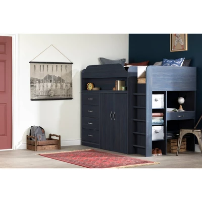 Twin Asten Loft Bed With Desk Blueberry - South Shore - Image 4