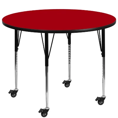 Flash Furniture Mobile 48'' Round Thermal Laminate Activity Table - Standard Height Adjustable Legs - Image 3